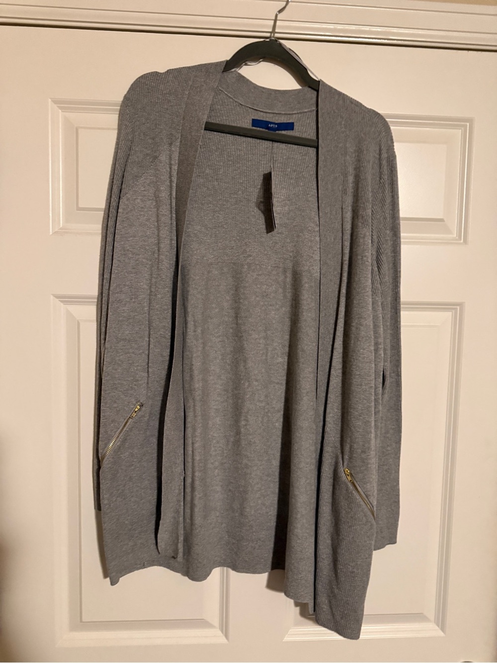 NWT Apt 9 Gray Draped Women's Cardigan with Gold Zipper Trim
